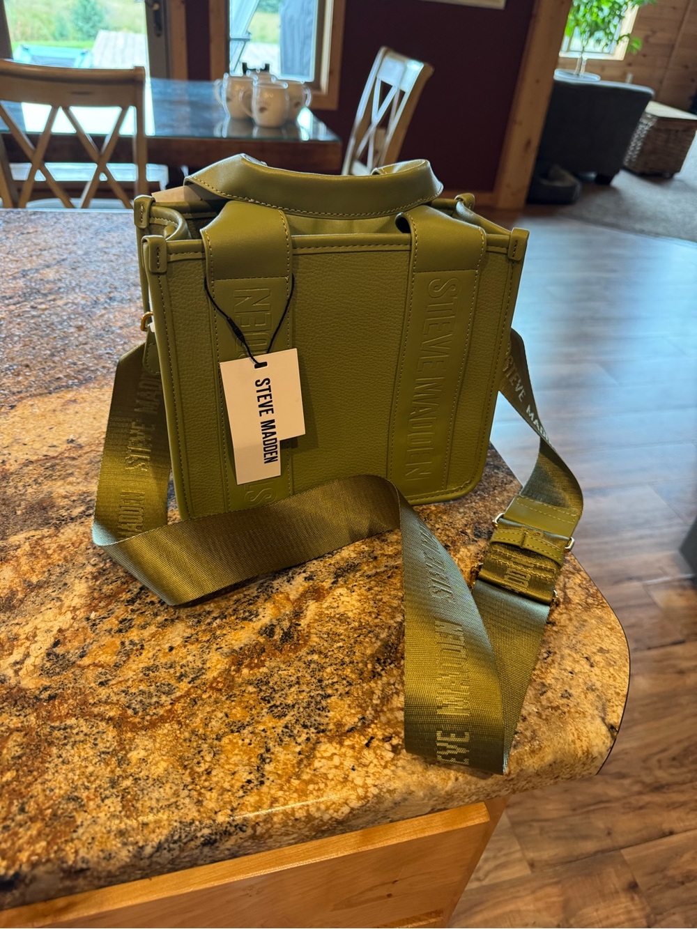 Steve Madden Olive Messenger Crossbody with Branded Web Strap